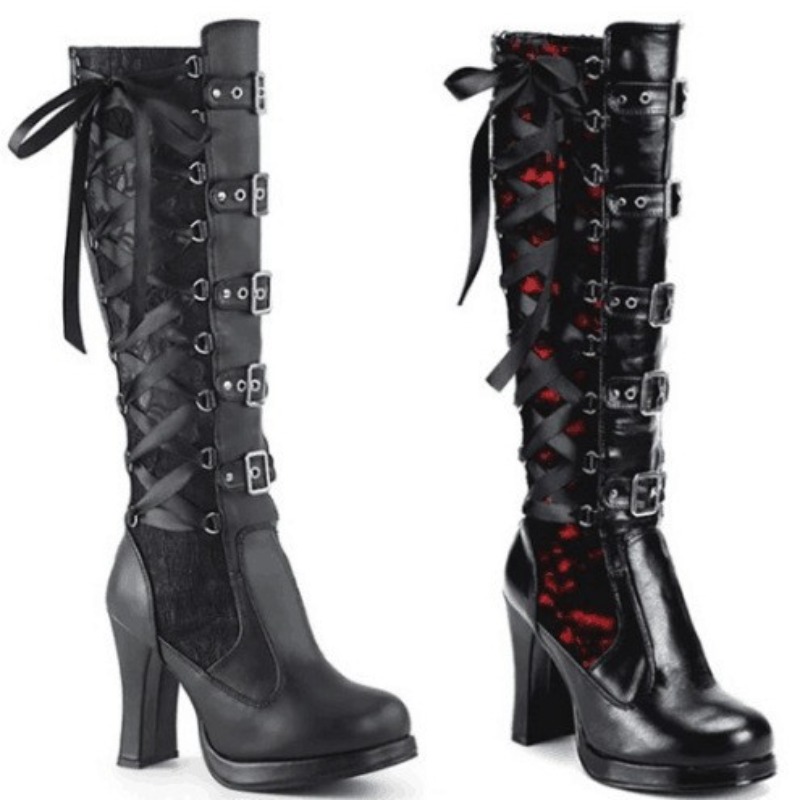 Pipe Bending Spring - Punk gotische stijl dames kniehoge laarzen